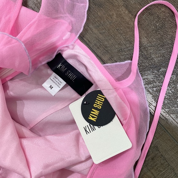 NWT Kim Shui SS22 baby pink chiffon mini dress - Picture 4 of 7